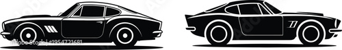 Classic sports car profile silhouette vector illustration collection