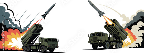 Military rocket launcher vector illustration for defense technology