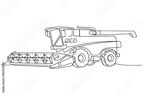 Industrial Agriculture One Line Combine Harvester Art
