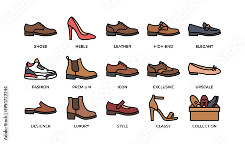 Elegant shoe collection: diverse styles of fashionable footwear