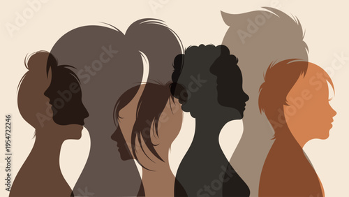  human faces colorful silhouettes