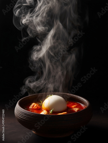A steaming bowl of traditional Ghanaian Light Soup (Nkrakra) with a smooth ball of Fufu, meat, and fresh herbs on a dark background.
