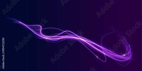 Electric light trail forms a smooth flowing loop. Small sparks pulse along the bright path. PNG effect creates a clean isolated glow.