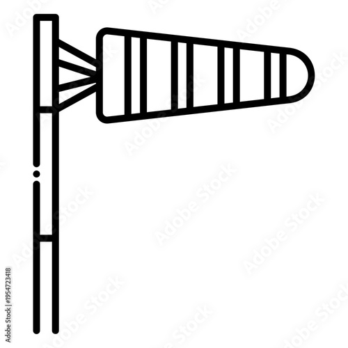 Wind Sock Indicator Outline Icon on Pole