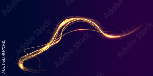 Smooth neon lines curve in elegant motion. Tiny sparkles follow each path. The scene feels futuristic and refined.