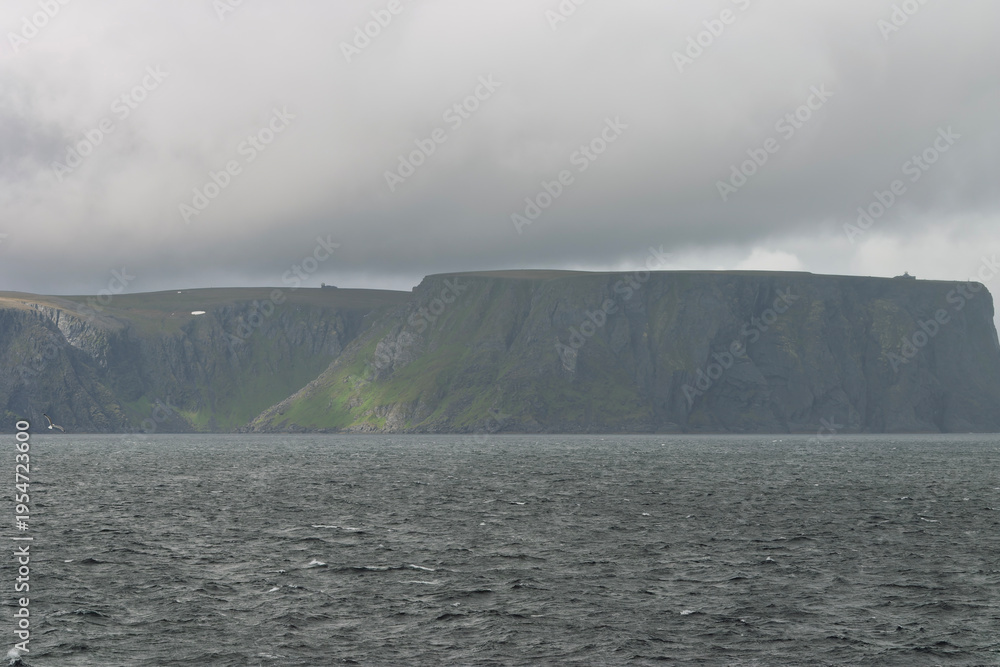 Obraz premium North Cape is a cape on the northern coast of the island of Magerøya in Northern Norway. The cape is in Nordkapp