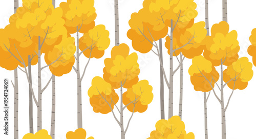 Vibrant Autumn Forest Trees with Golden Yellow Foliage