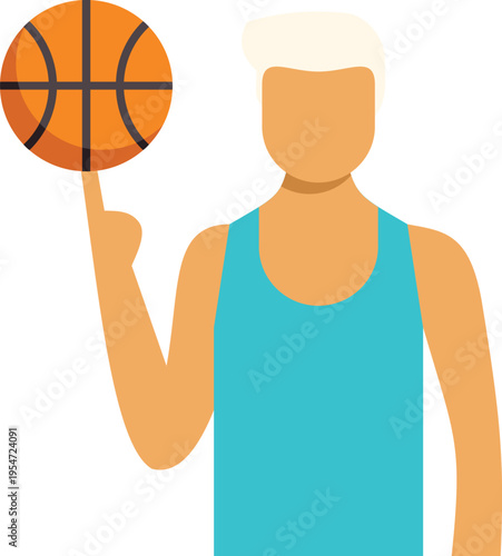 Basketball athlete performing trick with ball on white background