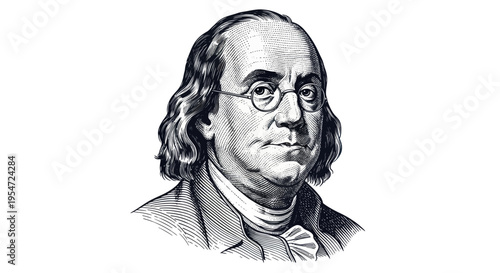 Portrait of Benjamin Franklin, American Founding Father, Inventor, Scientist, Statesman