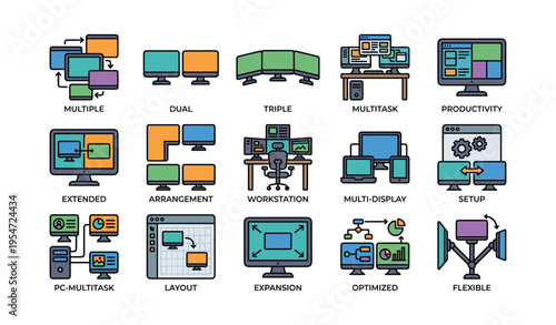 Multi-display workstation setup for enhanced productivity and optimal arrangement