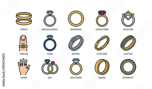 Elegant gold and diamond rings collection with various designs and gemstones