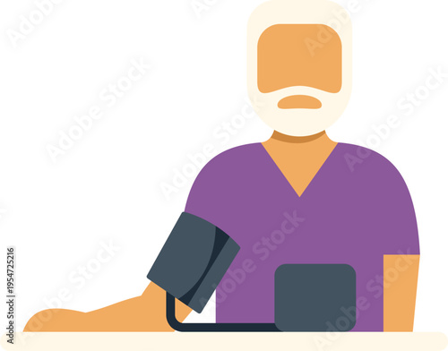 Senior man getting blood pressure checked, ensuring regular health care