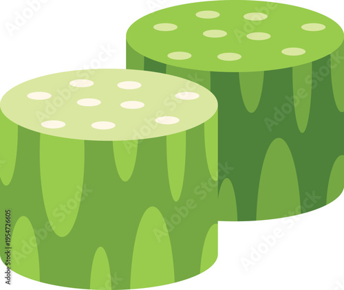 Two round green cucumber slices illustrating healthy eating and organic produce