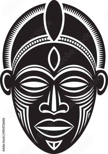 Tribal African mask art with intricate patterns and traditional cultural expression