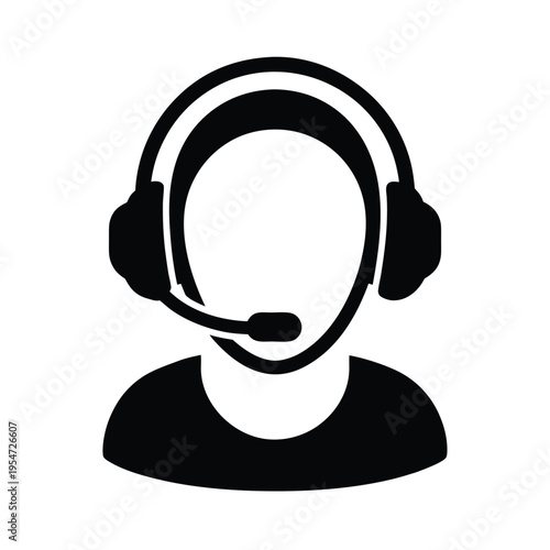 Customer Support Headset Icon Vector Illustration