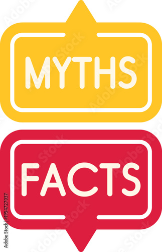 Speech bubbles providing information comparing myths and facts