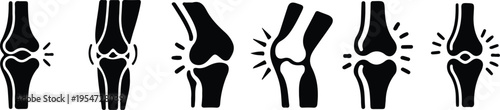 human joint arthritis knee icon set vector illustration 