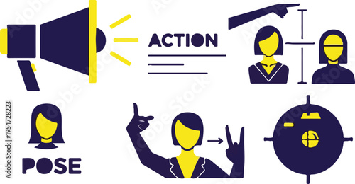 Set of 6 Business Communication and Action Vector Icons