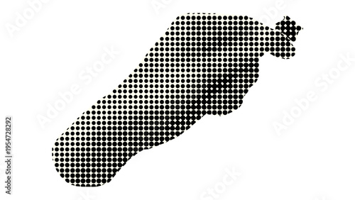 A black and white halftone illustration of a human hand pointing towards the right side screen