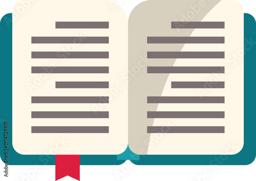 Open book with a red bookmark showcasing learning and literature