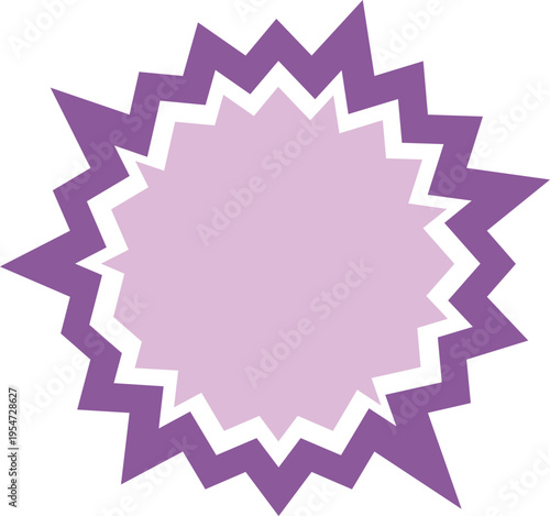 Purple jagged starburst explosion graphic element on a white background