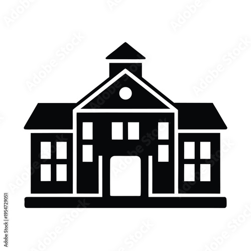 School Building Icon Vector Illustration