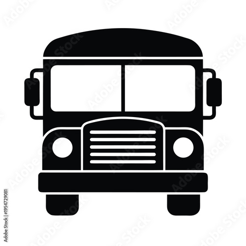School Bus Front Icon Vector Illustration