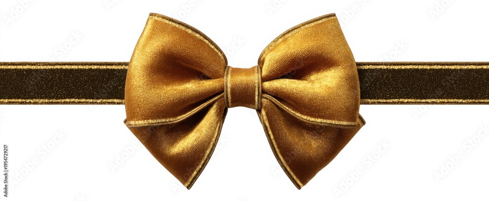 Fototapeta premium Chic Gold Velvet Ribbon Bow Decoration for Holiday Gift Wrapping and Festive Celebrations