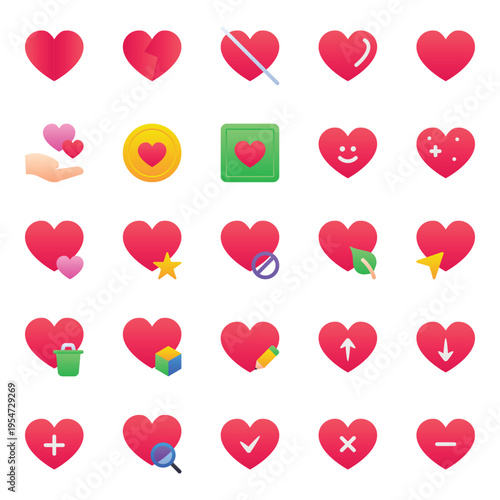 Gradient color icons set for Likes & Hearts