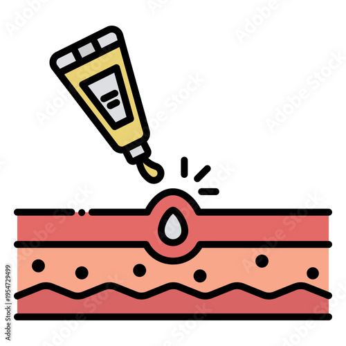 Pimple Treatment with Topical Cream Illustration