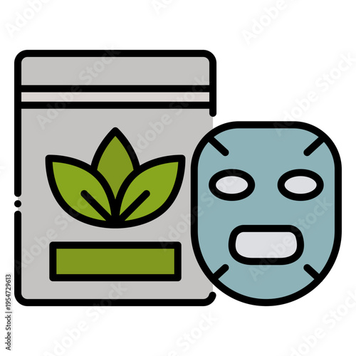 Sheet Mask and Packaging Icon Illustration