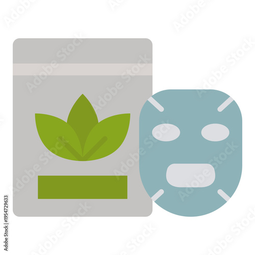 Sheet Mask and Packaging Icon: Skincare and Beauty Treatment