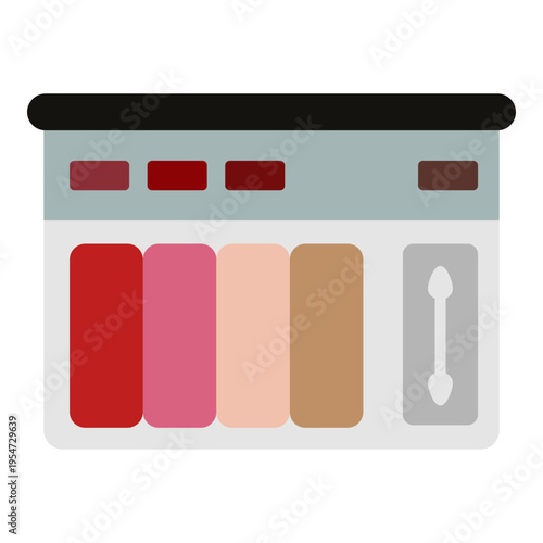 Makeup palette with eyeshadows and applicators illustration