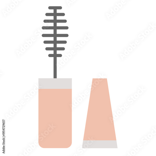 Mascara Applicator and Tube Icon for Beauty and Cosmetic Designs