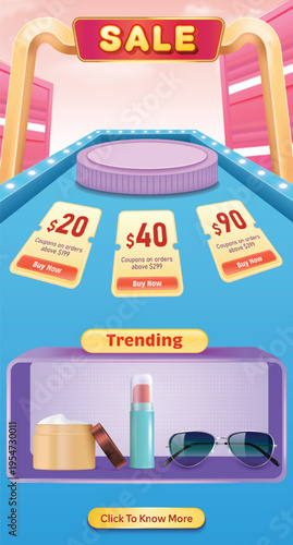 Grand Sale Landing Page Design Vector Illustration For Website and Mobile. E-commerce Design Template.