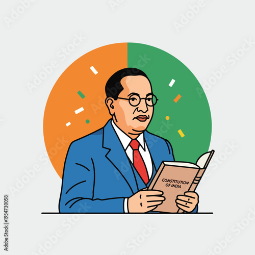 Indian man reading a book on constitution