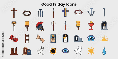 Religious icons and symbols for Easter and Good Friday