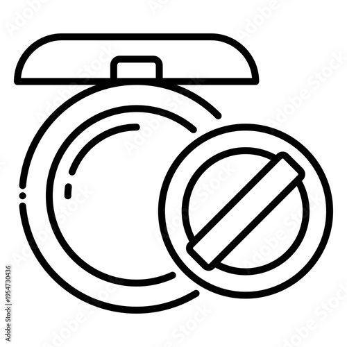 Powder Compact with Puff Outline Icon