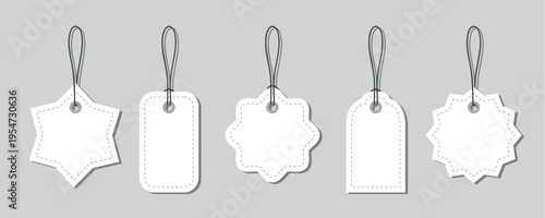 set of different blank paper tag labels isolated vector illustration