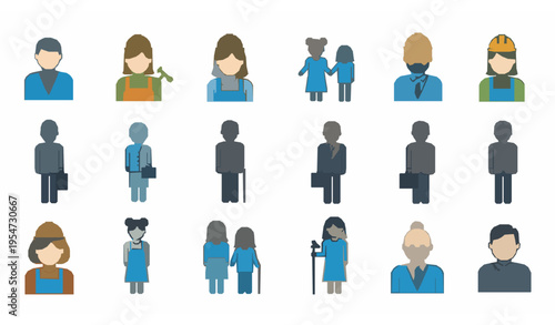 Vector People Pictogram Icon Collection with Diverse Human Silhouettes