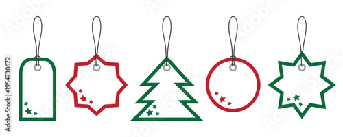 set of different blank christmas paper tag labels isolated vector illustration