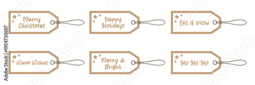 set of different christmas paper tag labels isolated vector illustration