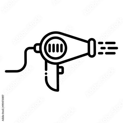 Hair Dryer Icon Emitting Hot Air