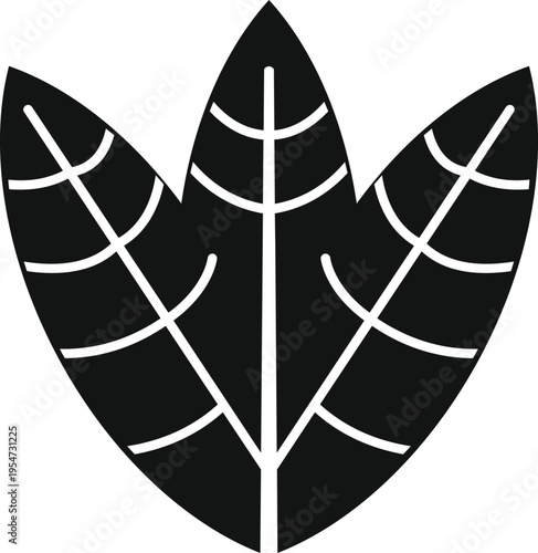 Simple flat design featuring three stylized leaves with veins on white background
