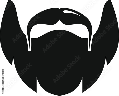 Man beard and mustache grooming silhouette icon on white background