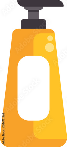 Yellow cosmetic dispenser bottle with a pump for liquid soap or lotion