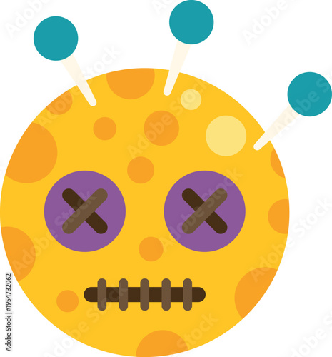 Voodoo doll head representing occult magic and superstitious curse actions