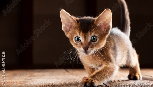 Playful Abyssinian Kitten In Motion