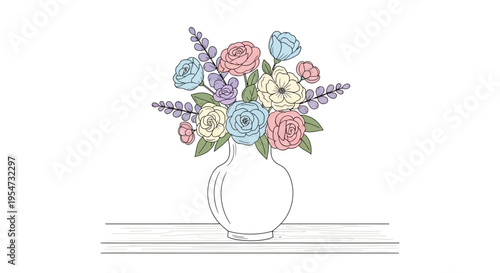 Colorful flowers in a vase.