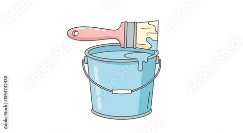 Paint Bucket With Brush Inside.